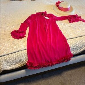 Vibrant Red Dress with Ruffle Details